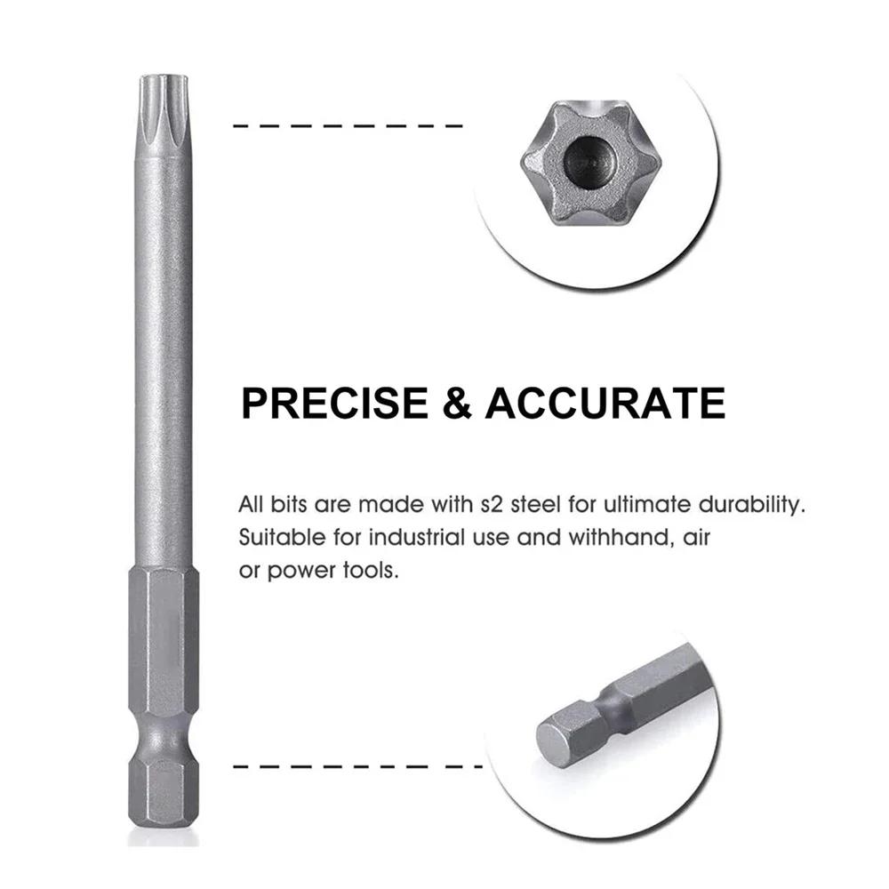11PCS 1/4" Hex Bits Driver Tamper Proof Security Drill Magnetic Bit Set Torx Screwdriver Flat Head F1FC High Quality 50/100mm