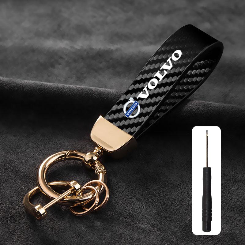 Car Carbon Fiber Style Keychain Microfiber Leather Key Chain For Volvo Xc60 Xc90 V40 V60 S60 V50 V90 S80 C40 XC40 V70 Rdesign