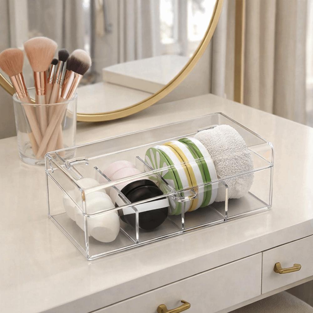 Clear Makeup Brush Holder Plastic Cosmetic Storage Box Durable Transparent Storage Box  Living Room