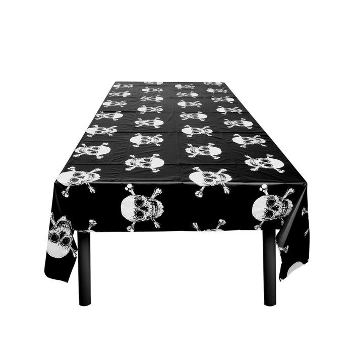 Nappe En Plastique Pirate Jolly Roger 130 X 180 Cm - Noir