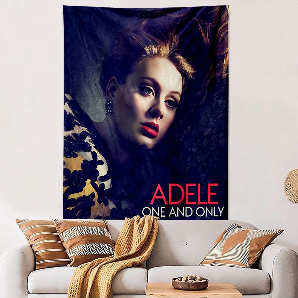 Adele One and Only Tapestry Wall Hanging, Singer Magazine Art, Soul Music Wall Decor for Bedroom Living Room