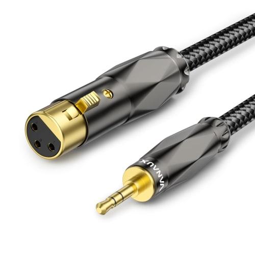 XLR to 3.5mm Converter Microphone Cable, Unbalanced 3.5mm TRS (Male) to XLR (Female) 3-Pin Cable, Compatible with Microphones, Speakers, Consoles, Cel