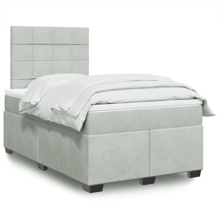 VidaXL Sommier à lattes de lit et matelas Gris clair 120x200cm Velours, lit, lit à plate-forme, lit à panneaux, meuble de 3293182
