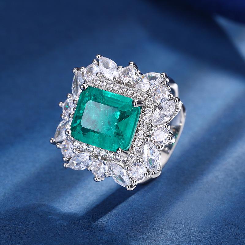 

Ювелирные изделия Медное основание Позолоченное Имитация Изумруда Ретро Квадратный Набор Камень Героини 10 * 12