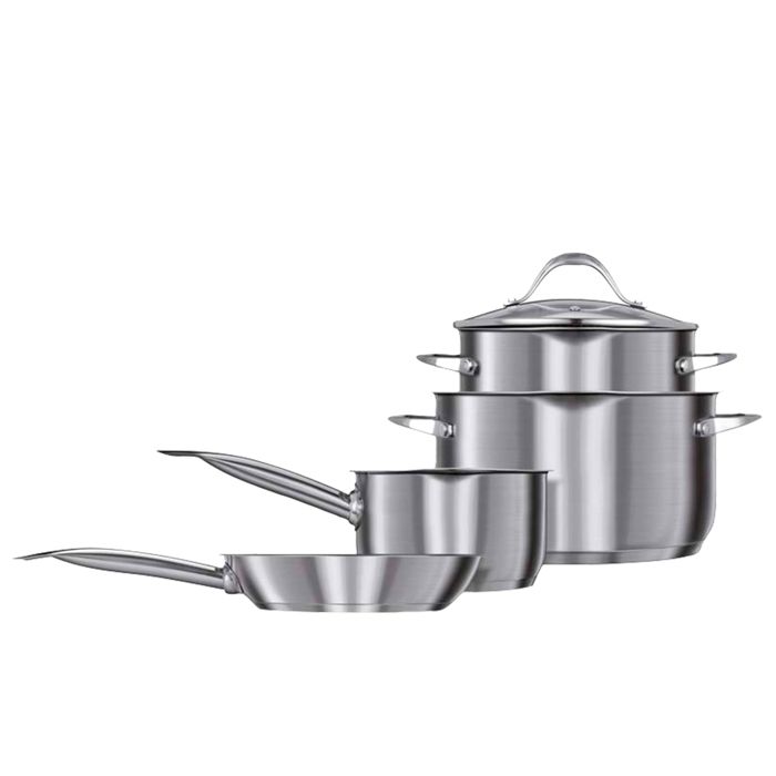 Batterie De Cuisine, Induction 7 Pièces, Acier Inoxydable, 3 Casseroles Smile MGK-20 Argent 011596