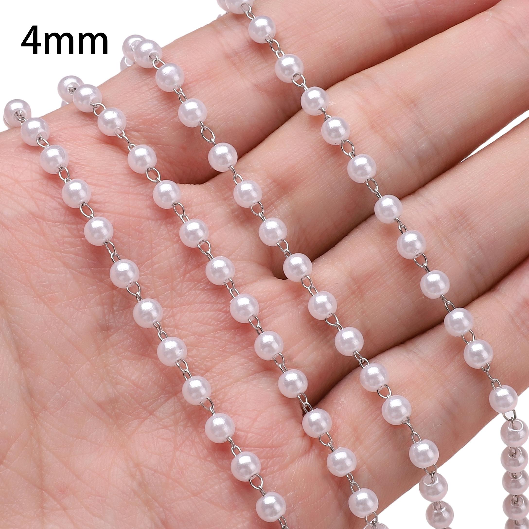 

50 см ABS круглые искусственные жемчужные бусины цепочка для самостоятельного изготовления ювелирных изделий аксессуары для украшения дома 4mm серебряный