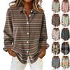 Camicia Blusa da Donna Stampa Natalizia Bottoni Manica Lunga Casual Basic Colletto Regolare Top