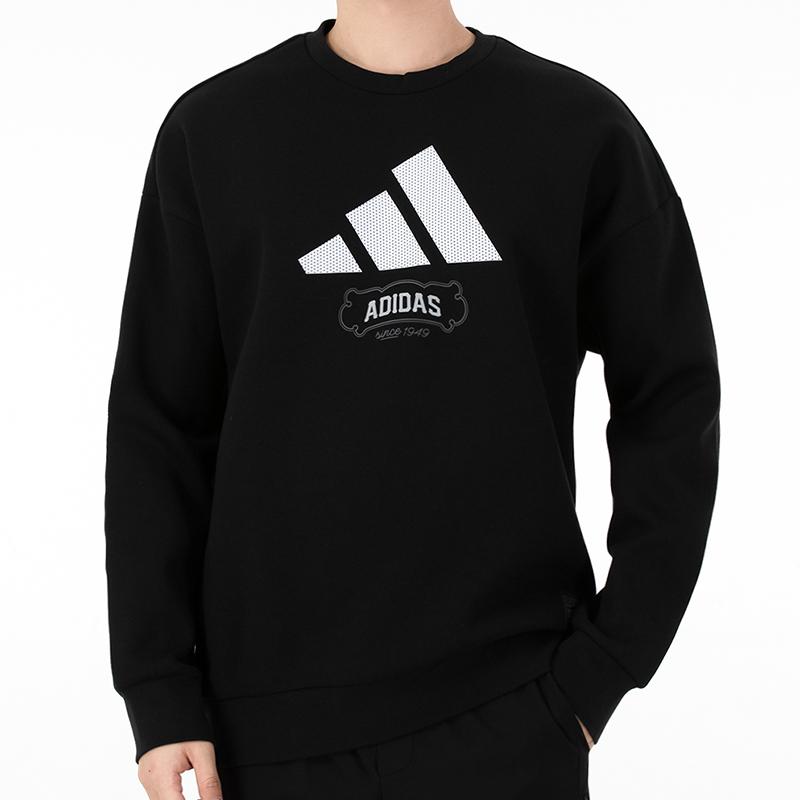 Adidas Crew Graphic Sweatshirt Men Sweatshirt Black HE7464