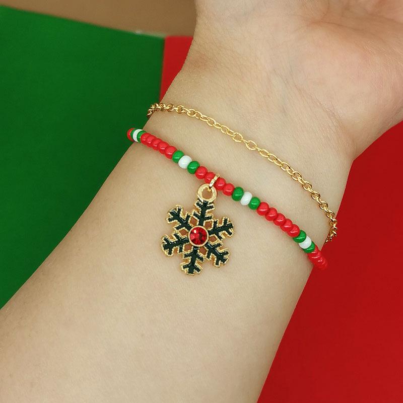

Double-Layer Christmas Bracelet with Snowflake and Tree Beads