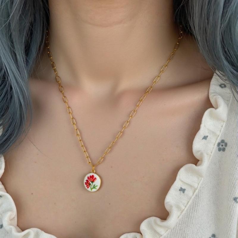 Adjustable Flower Pendant Necklace For Everyday Wear Dainty Handmade Clavicle Chain Fashion Jewelry Gift For Her
