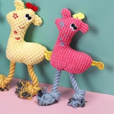 Peluche para Perro Cachorro Masticable Cuerda Tejida Franela Forma de Jirafa Seguro Lindo Para Limpieza Dental de Mascotas
