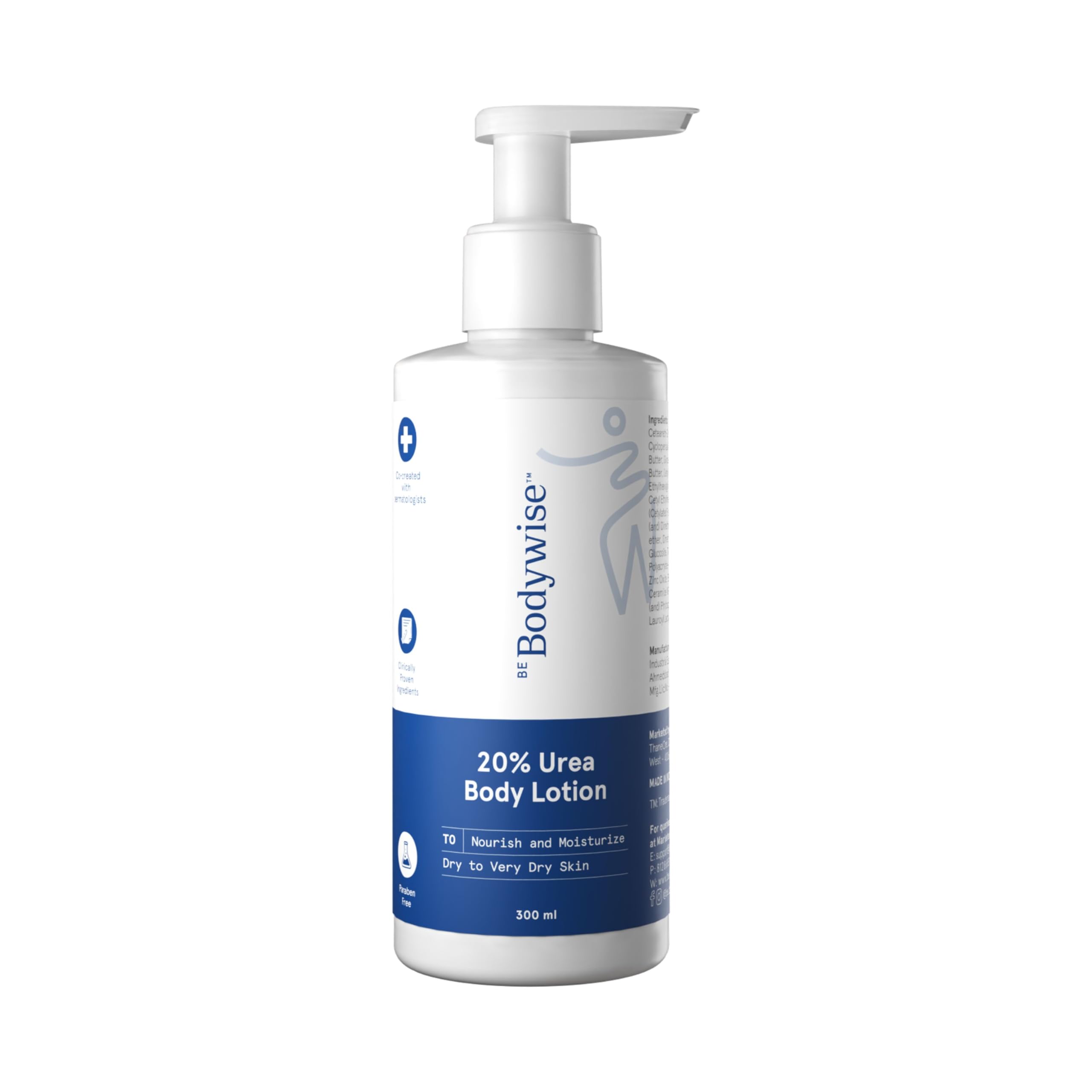 

Be Bodywise 20% Urea Body Lotion 300ml | 48 Hrs Moisturization For Very Dry & Flaky Skin| Exfoliates & Repairs Skin Barrier |With Ceramides, Kokum