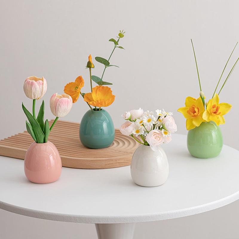 Ceramic Small Vases Desktop Room Ornament Home Living Room Porch Decoration Dry Hydroponics Flower Vase Modern Minimalist Decor
