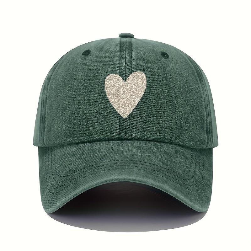 Baseball Cap with Sparkling Heart-shaped Pattern Design Suitable for All Seasons, Casual Sports, Outdoor Fashion Accessories