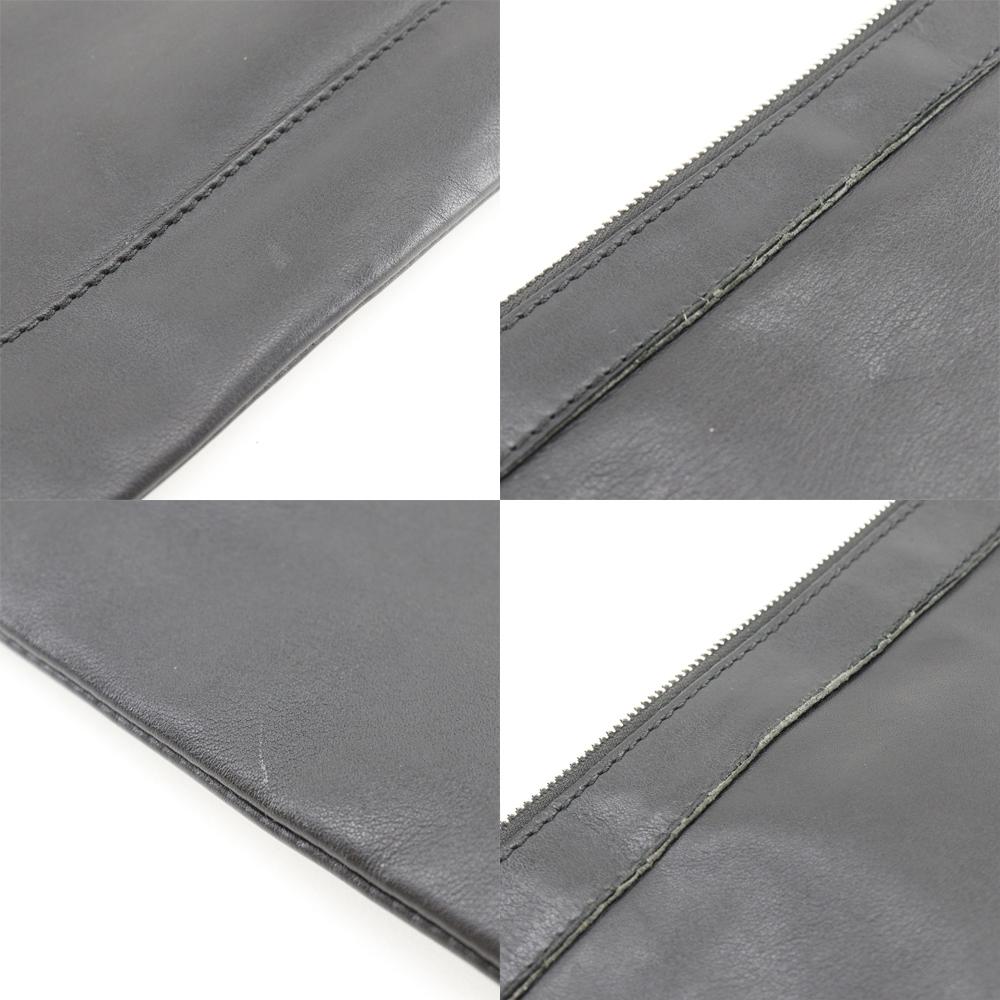 Balenciaga Navy Clip M Clutch Bag 373834 Black Lambskin Unisex Used