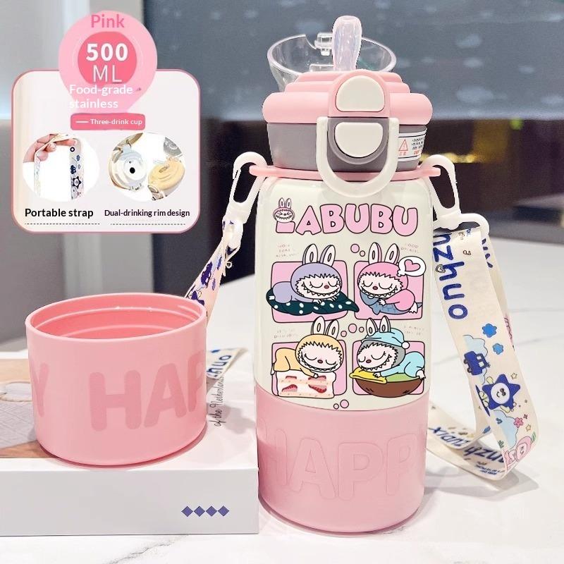 Thermos Cup Children's Double Cup Lid Water Cup Student Use School Convenient Thermal Insulation Pot