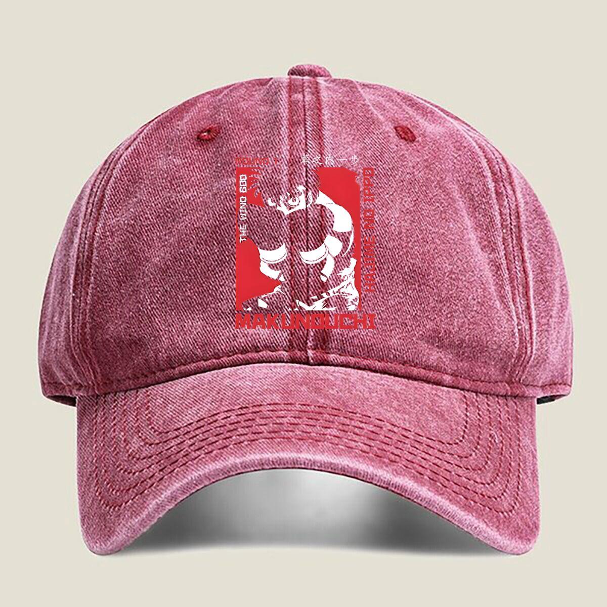 

MAKUNOUCHI Boxing Design Fashion Washed Baseball Cap Hat Outdoor Activities One Size красный