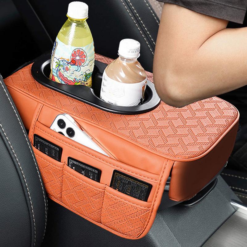 Auto Mittelkonsole Abdeckung Wasserdichte Armlehnenauflage Für Auto PU Leder Konsolenmatte Mit Getränkehalter Autozubehör Für Auto
