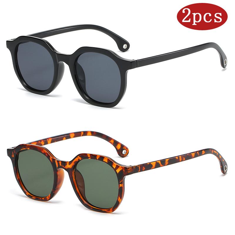 2pcs Classics Polygonal Sunglasses Women Trendy Brand DesignerSmall Framed Sun Shade Outdoor Glasses Female Popular Eyeglasses