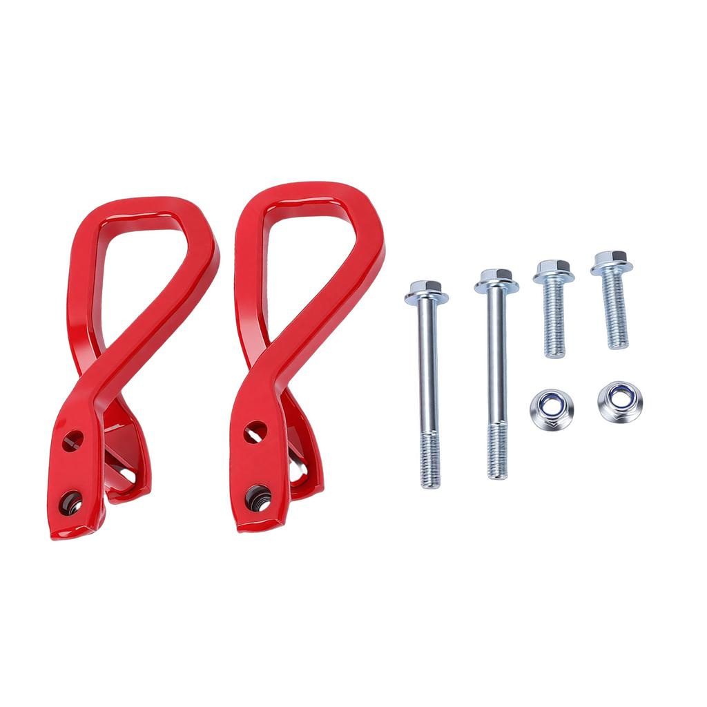 2 Pcs Front Tow Hook 84280203 Red Heavy Duty Steel Front Lower Bumper Trailer Ring with Bolts and Nuts