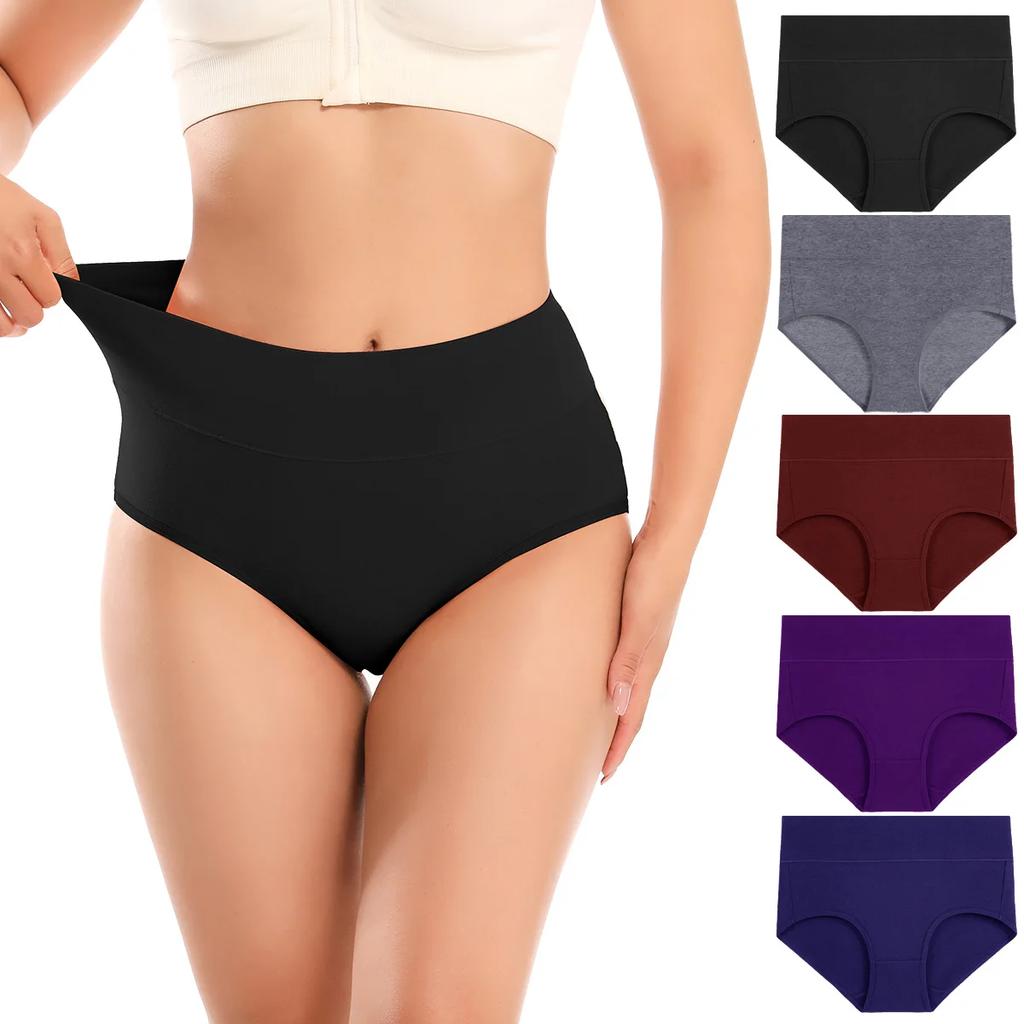 Women's Cotton Panties High Waist Postpartum C String Briefs Ladies Soft Tummy Control Underwear Large Size Underpants
