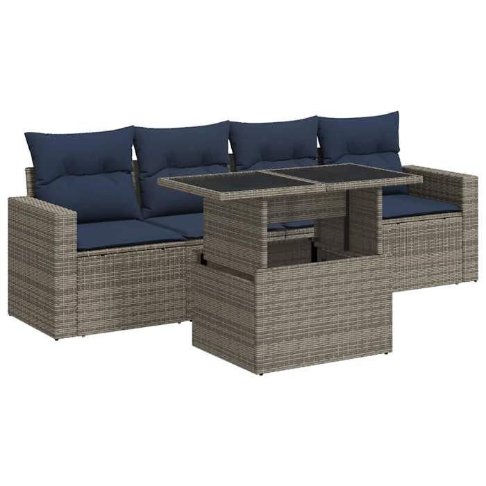 VidaXL Salon de jardin 5 pcs avec coussins gris résine tressée acacia 3326242