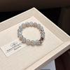 Handmade Gray Moonstone Crystal Bracelet With Agarwood Bead New Chinese Style Zen Womens Single Circle