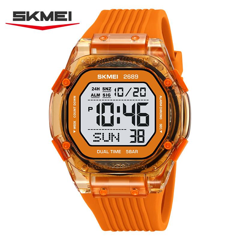 SKMEI 2689 Fashion Dynamic Student's Digital Watch Silicone Strap Waterproof Multifunction Sporty Student Electronic Watch Gift