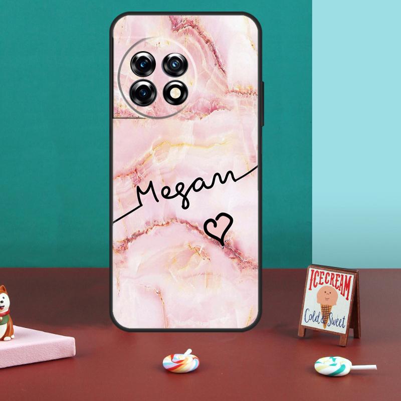 Personalised Name Heart Marble Case For OnePlus 11 8 9 10 Pro 8T 9R 9RT 10T OnePlus Nord 2 2T CE 3 Lite N30 N20 N10 Cover