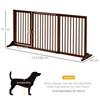 Dog Gate Freestanding Adjustable Safety Gate with Feet 113-166 x 71 cm Wood for Stairs, Doors, Kitchen, Hallway, 3 Panels, Brown