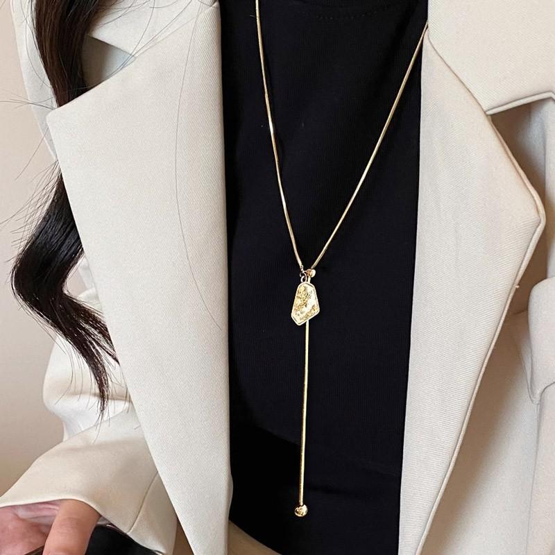 

Модные цепочки для свитеров, регулируемые ожерелья с подвесками, аксессуары для одежды One Size золотой