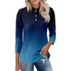 Damen Casual Blumenmuster V-Ausschnitt 3/4 Ärmel Dekorative Knöpfe T-Shirt Top