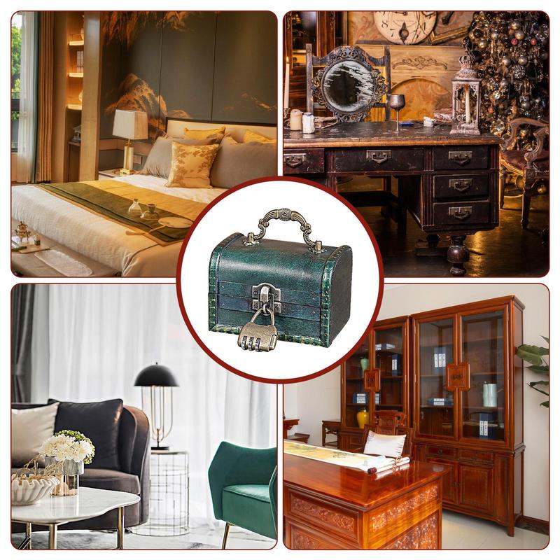 Antique Jewelry Box Retro Green Decorative Jewelry Containers With Lock Retro Treasure Box Keepsake Box Necklace Earrings