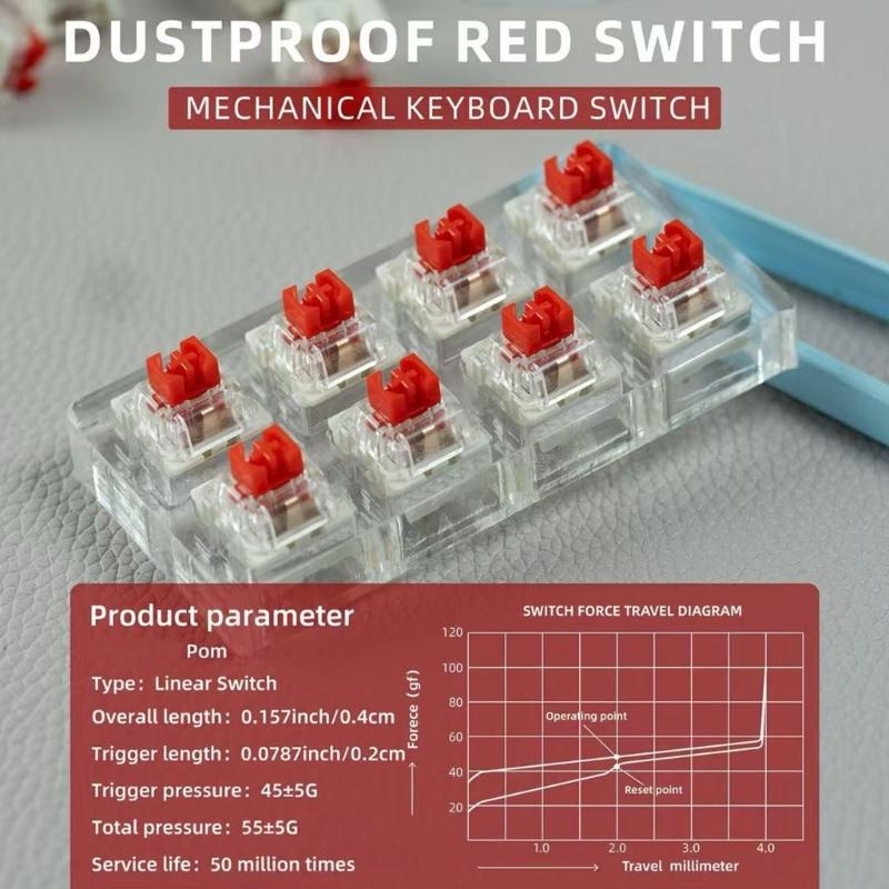 Metal Plastic Composite Linear Switches For Mechanical Keyboards With Hot Swap Function Black Red Brown Blue Option