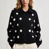 Vintage Autumn and Winter Sweater Women's Jacket Long-sleeved Polka Dot Flip Loose Soft Waxy Knitted Cardigan Top