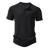 Sommar Herr Kortärmad T-shirt Enfärgad Henley Collar Casual T-shirts Herr Andningsbar T-shirt