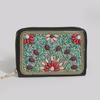 Bohemian Style PU Zipper Card Holder & Coin Purse with Butterfly and Flower Design