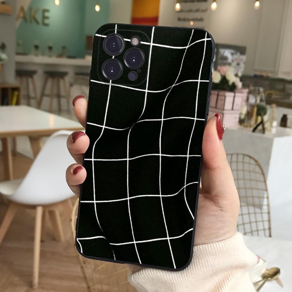 

Artistic black and white lattice Phone Case Silicone Soft for iphone 16 15 14 13 12 11 Pro Mini XS MAX Plus X Cover iPhone 12 pro