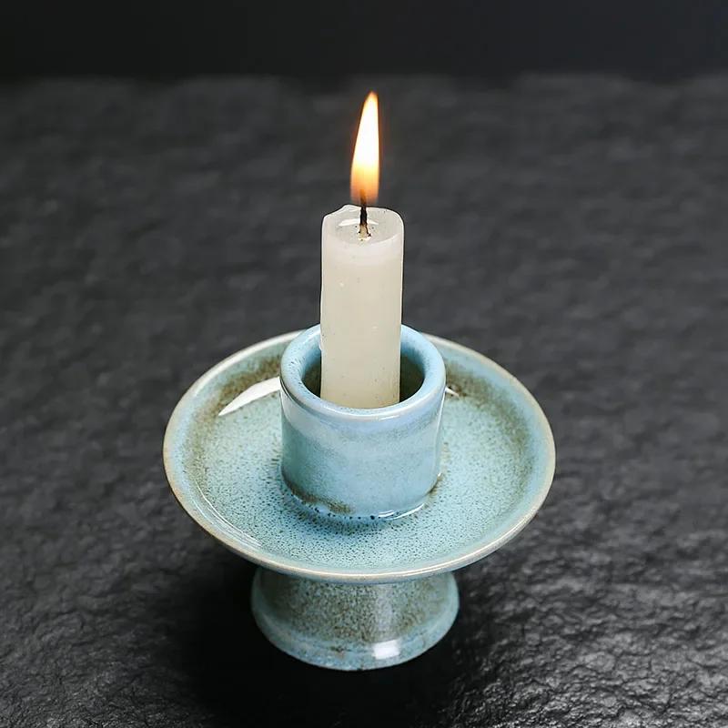 1pc Ceramic Candlestick & Incense Holder Morandi Color Perfect for Sage Palo Santo Stick Ramadan Decoration (Without Incense)