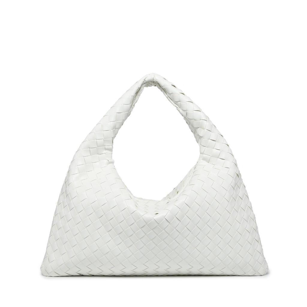 High-Capacity Soft Leather Hand-Woven Underarm Bag – Solid Color, Casual, and Stylish Handbag