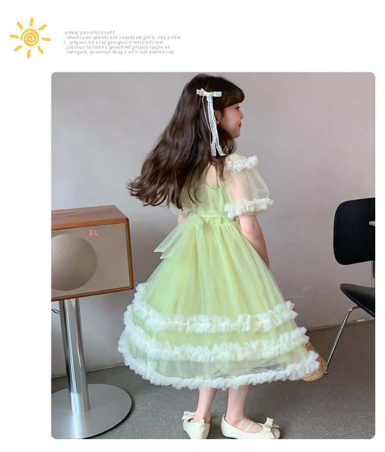 Girls' Summer Dress 2026 New Style Children's Western-style Girls' Summer Dress Three-dimensional Flower Mesh Princess Dress