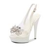 Fashion Rhinestone fish mouth shoes nightclub stiletto high heels 13CM car model sandals transparent female catwalk steel pipe