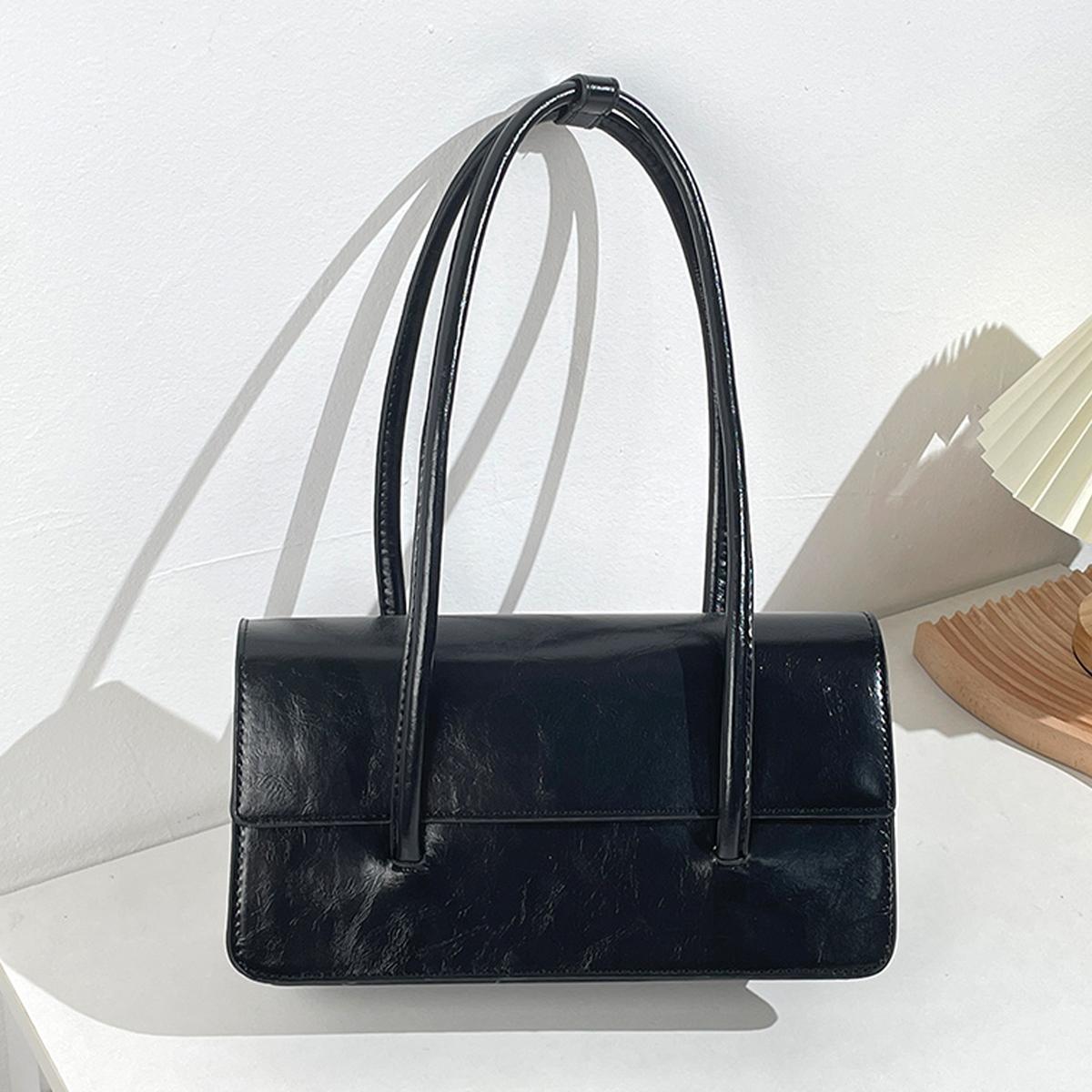 Step Style New minimalist and trendy e shoulder crossbody shiny underarm bag suitable for daily commuting and weekend dates (20cm<Max Length<30cm) gray