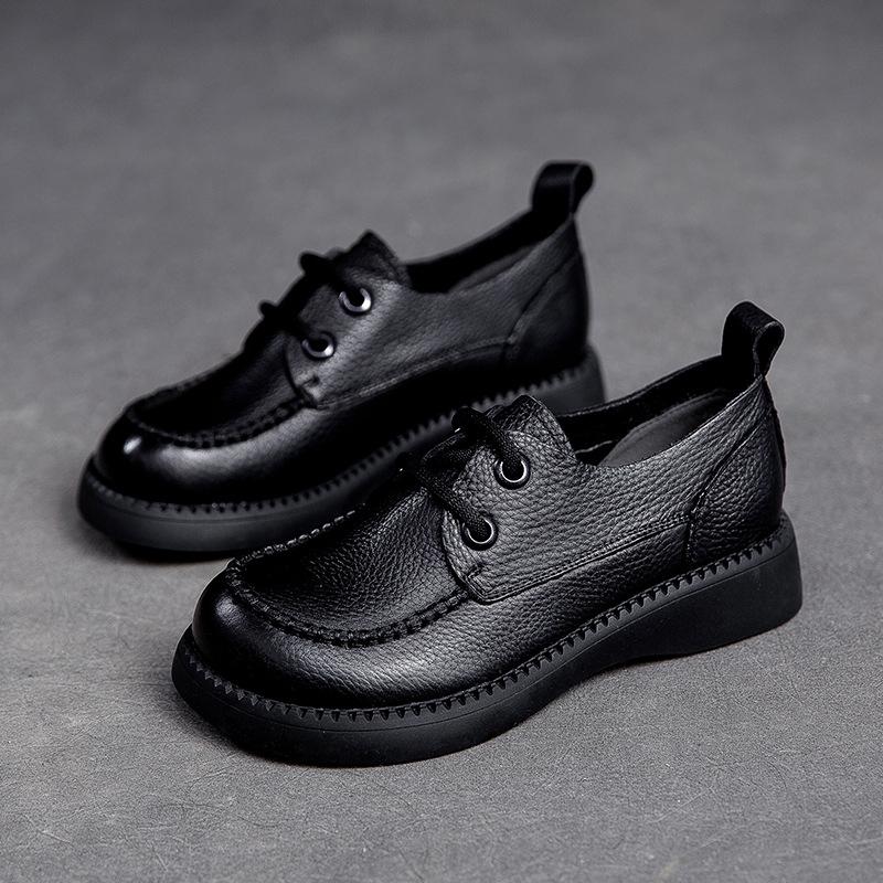 Johnature Натуральная кожа Ретро Круглый носок Шнуровка Повседневная Универсальная Мягкая — фото 12