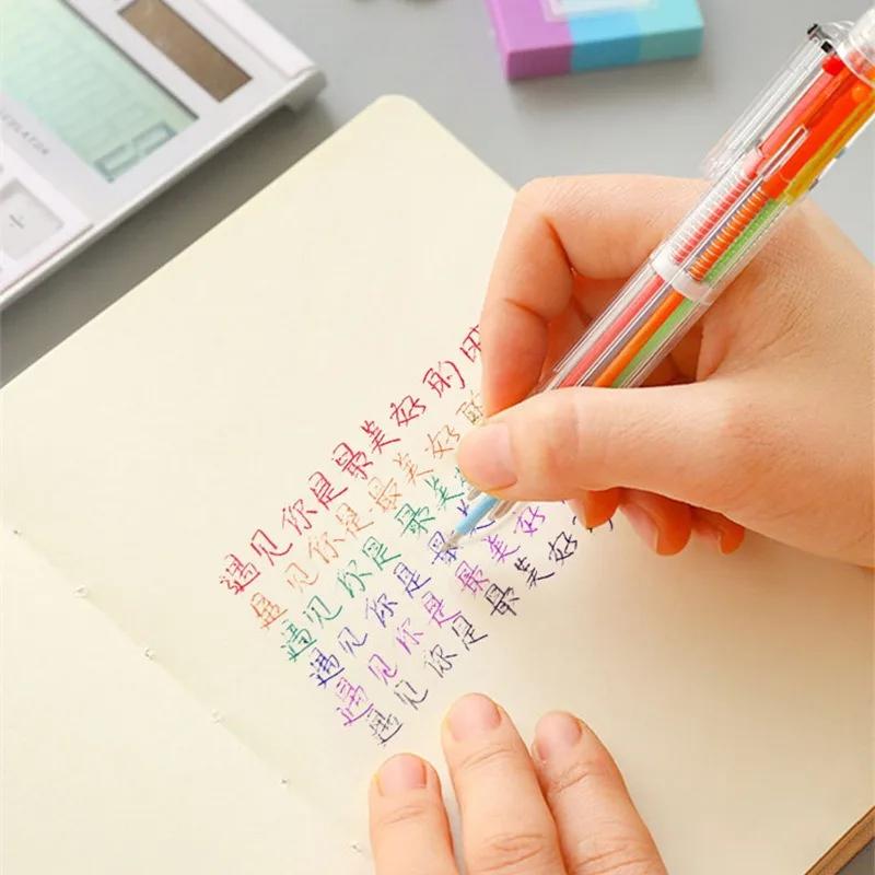 Penna a Sfera Multi-Funzione 6 in 1 Colori 0,5 mm Novità Multicolore Regali per Bambini Cancelleria Coreana Materiale Scolastico Ufficio