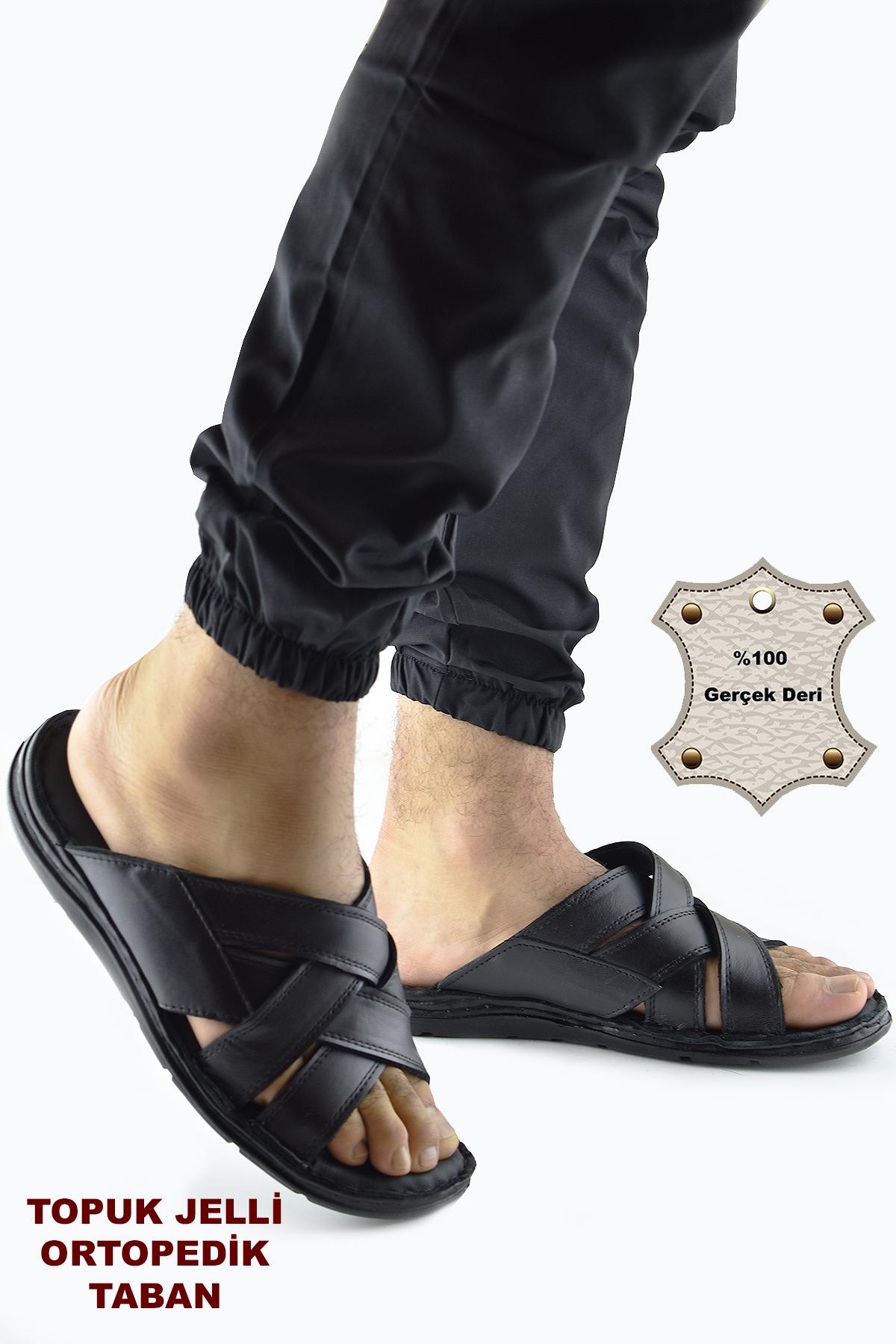 

Гелевая подошва 034 Ежедневные полностью ортопедические мужские тапочки из натуральной кожи с пышной подошвой 40