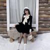 2025 Rich Girl Black Dress: Fragrant Style, Waist-Cinching Princess Dress for Autumn/Winter