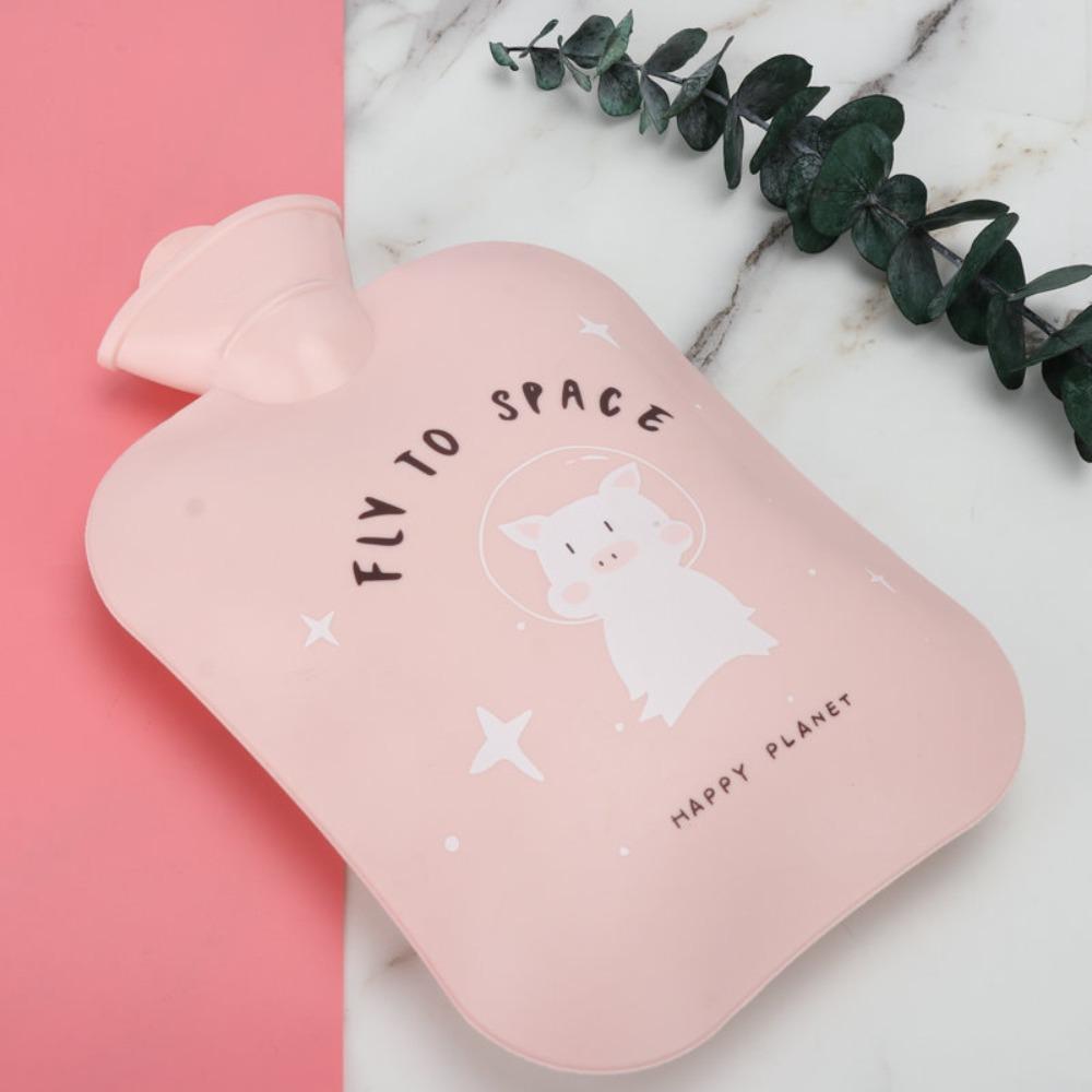 PVC Cartoon Pig Hot Water Bag with Plush Cover Hand Warmer Portable Hot Water Bottles  Foot