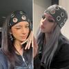 1PC With Metal Ring Cool Circular Cutout Design Fashion Headscarf Breathable Face-Washing Headband Dark Style Multicolor