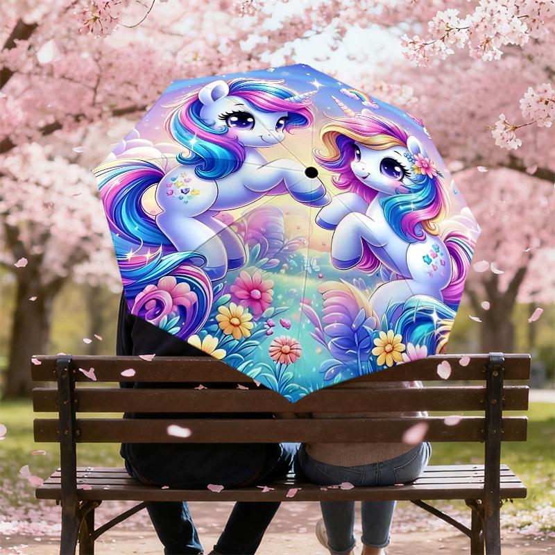 1PC Unicorn Fantasy Umbrella-8-Rib Reinforced Portable Folding Travel Suitable for All Seasons Outdoor Daily Use-H0381